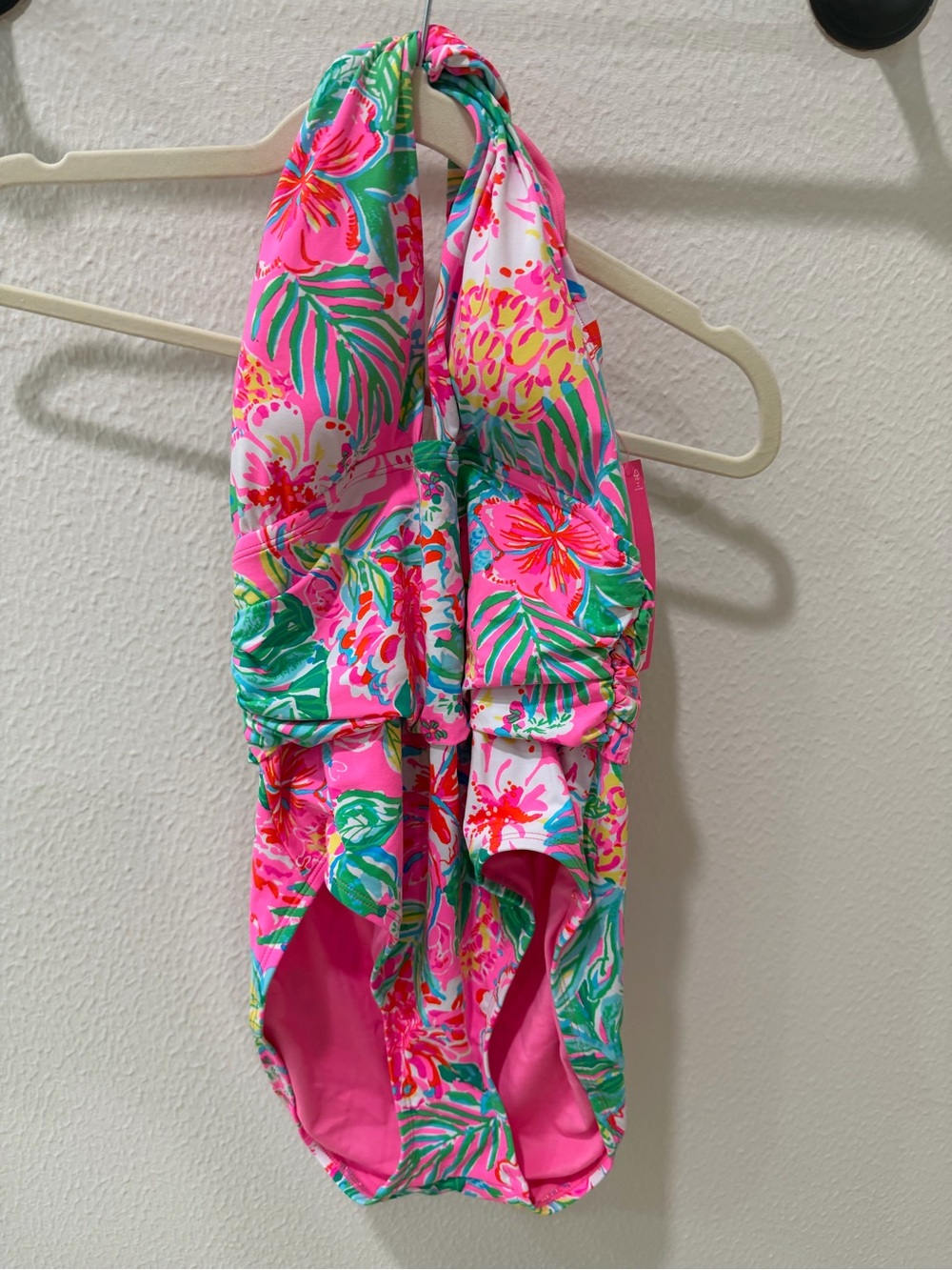 Lilly Pulitzer Ledger Pink Green Tropical Floral One-Piece Swimsuit